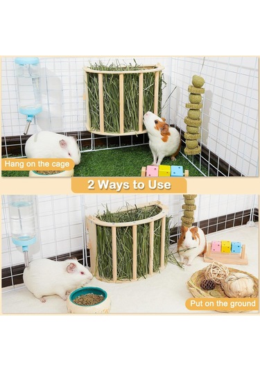 Ruicoo Ahşap Tavşan Yem Depolama Rafı - Büyük Kapasiteli, Diş Sağlığı İçin, Kolay Kurulum, Kedu Ve Tavşanlar İçin
