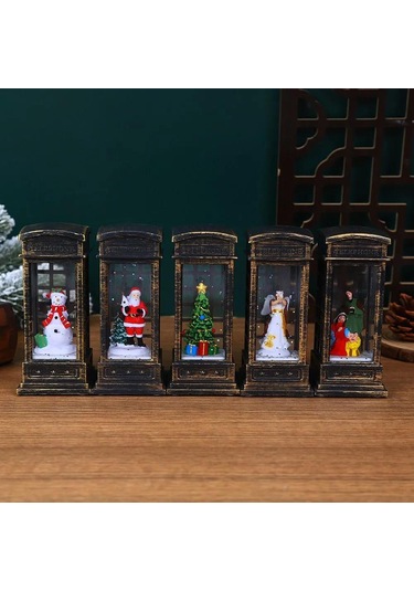 Springsun Masaüstü Noel Ağaçlı Telefon Bürosu Işıklı Feneri - Su İçeren Dekoratif Sahne Pil Yok Zf-076au