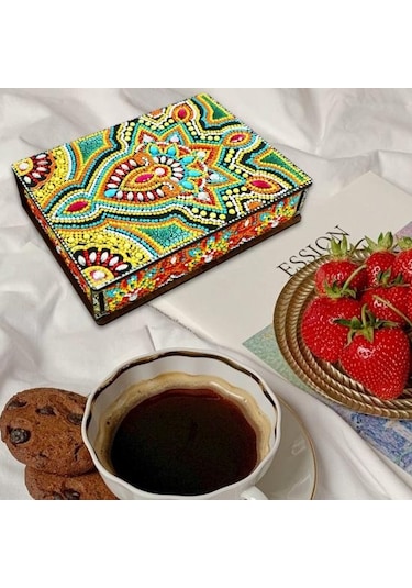 Dıy Elmas Boyama Saklama Kutusu Seti Köpüklü Toz Geçirmez Nakış Çapraz Dikiş Ahşap Kutu D