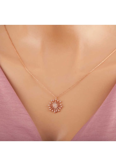 925 Ayar Gümüş Rose Çiçek Kadın Gümüş Kolye Gümüş