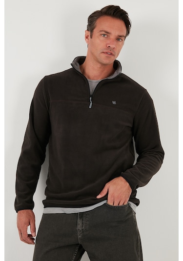 Buratti Slim Fit Anti-Pilling Tüylenme Yapmayan Bato Yaka Şardonlu 2'Li Paket Erkek Polar 5906001S2 Orange-Antrasit