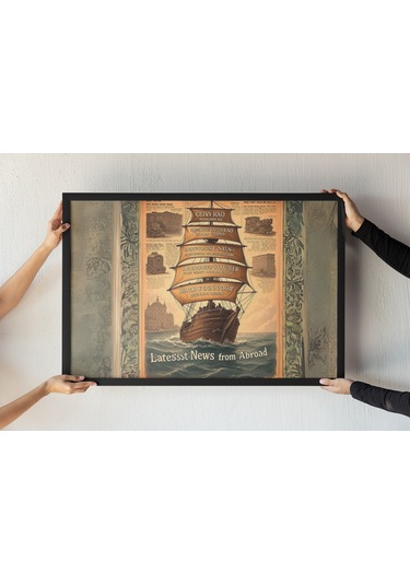 Vintage Yelkenli Gemi Çerçeveli Tablo Denizcilik Temalı Duvar Dekoru Klasik Sanat 30x42 Cm