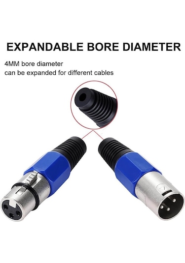 2 Adet - 3 Pin Xlr Konektörü Dişi + Erkek Mikrofon Jackı - Mikrofon Ses Jakı