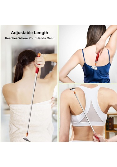 Kadınlar Ve Erkekler İçin Uzun Ahşap Saplı Teleskopik Sırt Kaşıyıcı, Masaj Silindiri, Çelik Pençe, Baş Ve Yüz İçin Taşınabilir Sırt Masaj Aleti Çok Renkli