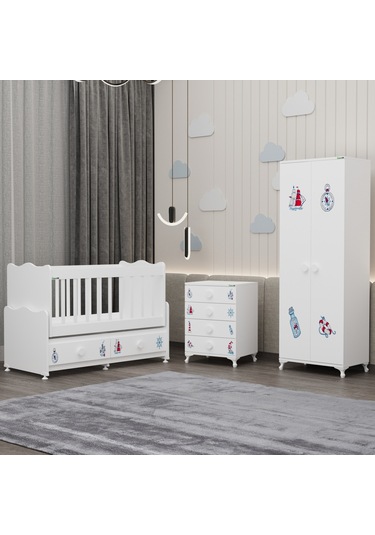 Elegant Yıldız 2 Bebek Odası Takımı - Denizci Beyaz