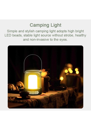 Neevoyu Usb Şarjlı Su Geçirmez Led Kamp Lambası - 3 Işık Modlu, Taşınabilir Çadır Aydınlatma Siyah