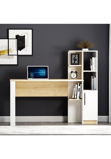 Tody Çalışma Masası - Beyaz / Meşe Beyaz / Meşe Beyaz - Meşe
