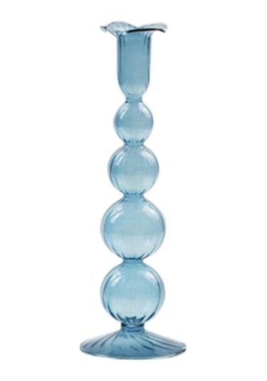 Suntek Cam Mumluk Standı Şamdan Dekor Yemek Noel 9x26.5cm Mavi