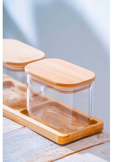 Acar Malibu Bambu Standlı 3lü Boroslikat Cam Baharatlık Seti Lnd-07582 Bambu