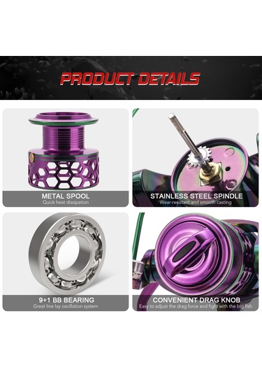 Maiyame Lizard Kamelon Renkli Makaralı Olta Makinesi - 1000 Model, Balık Avı Tutkunları İçin Mükemmel Yardımcı