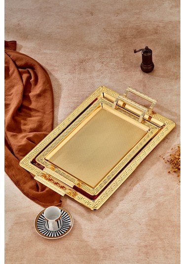 Cooker Özel Lüx Kare Paslanmaz Çelik Gold Tepsi Büyük Boy 100x120 Cm Altın