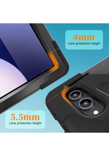 Samsung Galaxy Tab S11 Ultra Kickstand Kılıf Tpu Pc Silikon Tablet Kılıfı Ve Omuz Askısı - Siyah Tablet Kılıfı