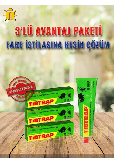 Tibtrap Zehirsiz Ultra Güçlü Fare Yapışkanı 3'lü