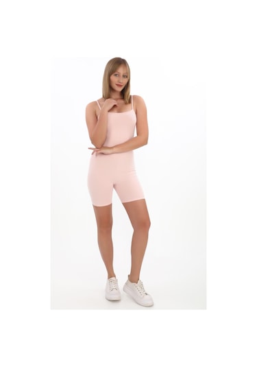 Penyebizden İnce Askılı Body Tulum -pembe