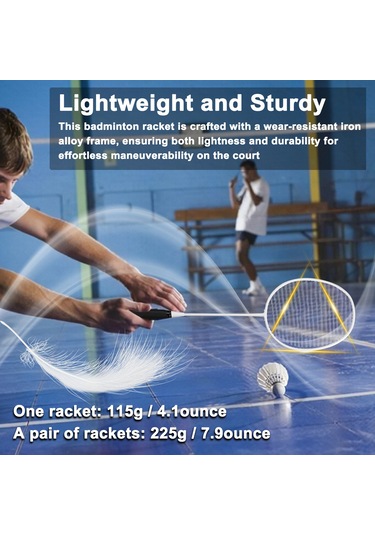 Vkemall Demir Alaşımlı Badminton Raketi Seti - 2 Adet Raket + 3 Top - Hafif Ve Dayanıklı Konstruksiyon - Kontrol Ve Doğruluk İçin Optimal Tutuş - Spor Malzemesi