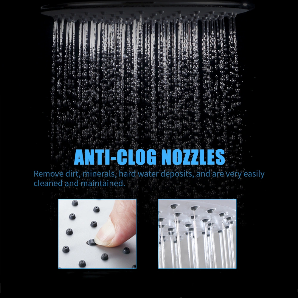 Lemestar 21cm Dairesel Abs Duş Başlığı, G1/2 Bağlantı, Otomatik Temizleme Uçlar, Yüksek Basınçlı Ve Su Tasarruflu, Çelik Kaplama Boru Hariç Gümüş