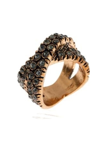 Asinagumus Elmas Montür Elmas Çarpı Swarovski Yüzük Sevgiliye Hediye Sarı