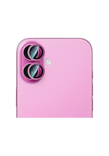 İphone 16 Uyumlu Caseworld Alloy Two-color Serisi Lens Koruyucu Pembe
