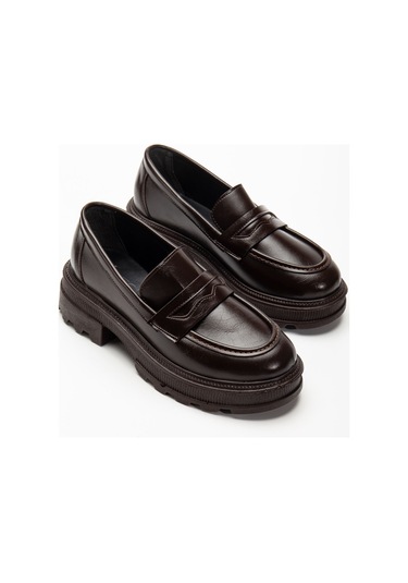 746-759 Kahve Yanki Yüksek Tabanlı Loafer Ayakkabı Açık Kahverengi