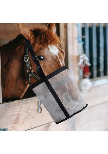 Homyl At Yem Torbası File Nefes Alabilen Güçlendirilmiş Gri Gri