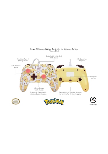 Nintendo Switch Kablolu Oyun Kolu Lisanslı Pikachu Blush