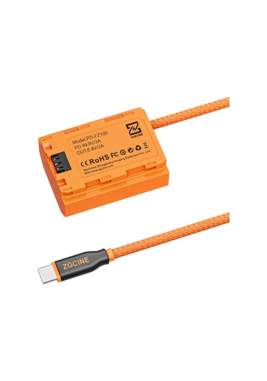 Gajeena Zgcıne Np-fz100 Type-c Taklit Pil, 8v 2a Regüle Çıkış, Sony A7/a9/a1/fx3/a6600 Ve Diğer Modeller İçin 60cm Kablolu Simülasyon Bataryası