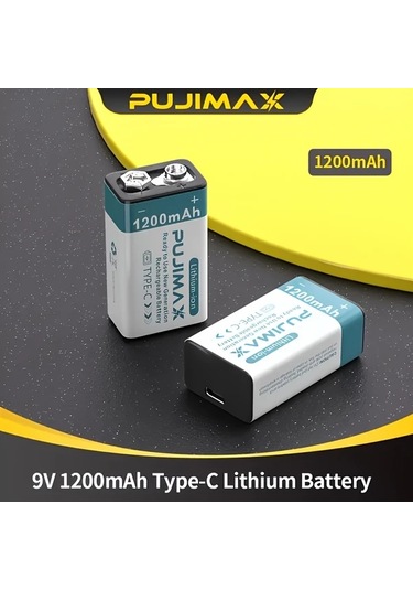 Xuweiwei Pujımax 8 Adet 9v Lityum Batarya Type C Şarj Kapasiteli Şarj Edilebilir Polimer Pil Elektronik Cihazlar İçin Taşınabilir Power Bank Alt N