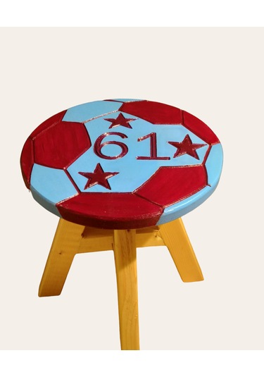 Fanatik Trabzonspor El Yapımı Ahşap Çocuk Taburesi