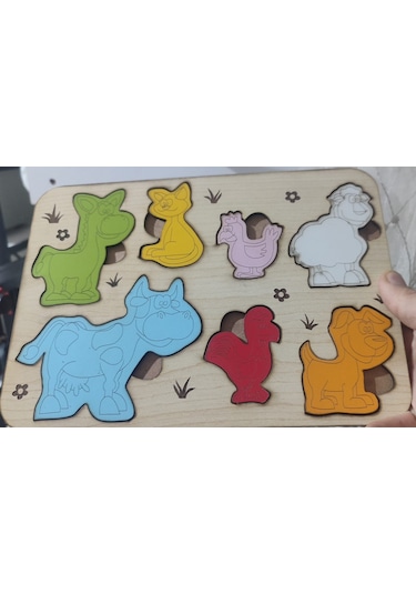 Ahşap Renkli Hayvan Puzzle 1