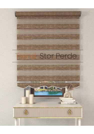 Antrasit Etek Dilimli Zebra Stor Güneşlik Perde Koyu Gri