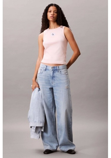 Calvin Klein Jeans Kadın Etiketli Pamuklu Fitilli Pembe Bluz Lv047c201g-vı7 Pembe