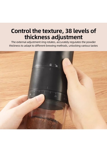 Wezone Portatif Seramik Öğütme Çekirdekli Kahve Değirmeni - 38 Ayar Kalınlık Regülasyonu, 1500mah Batarya, 25g Kahve Kabı, Usb Şarjlı, Beyaz Beyaz