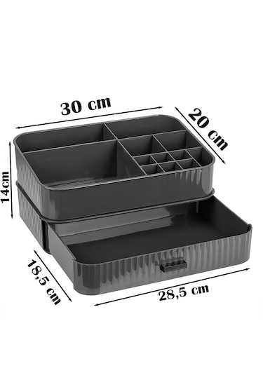 Porsima 0619 Çekmeceli Takı Organizeri Makyaj Düzenleyici Kutu Antrasit