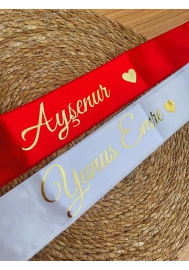 Gelin Damat Isimli Tören Takı Kurdelesi 2 Adet B-42