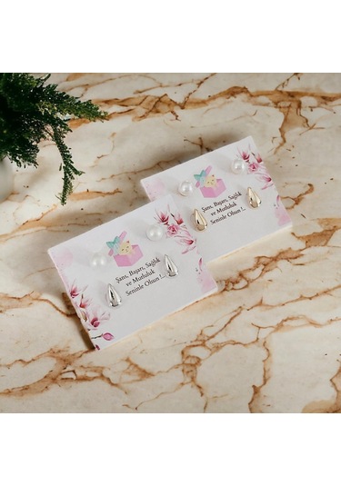 Şık İncilli Damla Çelik Küpe - Kararmaz, Antialerjik -yeni Moda Gold Kaplama