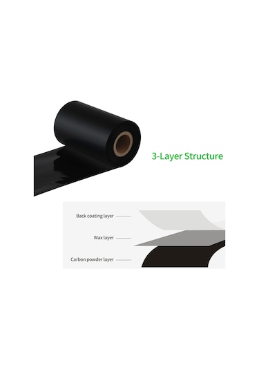 Dofolink Bardaklı Mürekkep Bandı, Barkod Etiket Yazıcı İçin, 110mmx300m, 1 İnç Çekirdek, Kaliteli Wax Tipi, Tek Paket Siyah