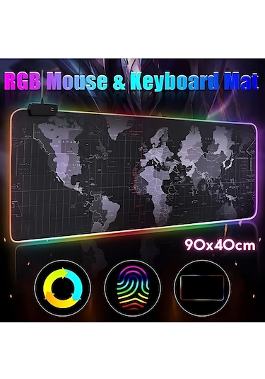 Dalong Dünya Haritalı Led Işıklı Mouse Pad 90x40 Cm