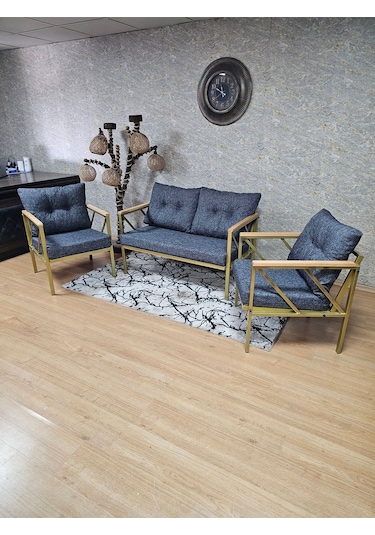 Gold Boyalı Bahçe - Balkon - Mutfak Çay Seti Takımı Bahçe Koltuk 001