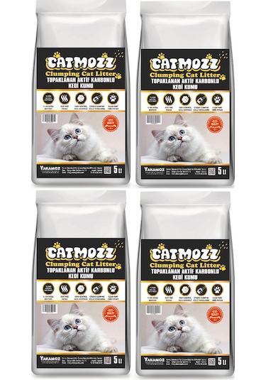 Catmozz Aktif Karbon Topaklaşan Bentonit Kedi Kumu 4 x 5 L