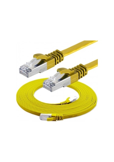 Irenis CAT7 Kablo Yassı FTP Ethernet Network LAN Ağ Kablosu, 1 M-Sarı