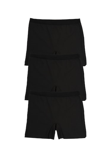 Kadın Lazer Kesim Dikişsiz Kadın Boxer Külot 3'lü Paket Siyah 379292 R19 Siyah