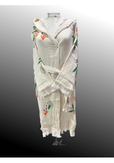 Kadın Müslin Bornoz %100 Pamuk Yeşil