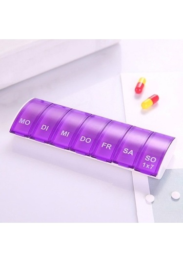 Tongxida Yedi Taşınabilir Sones Saklama Parçalı Mor Mini Kutusu Hap İz Kırmızı Mor