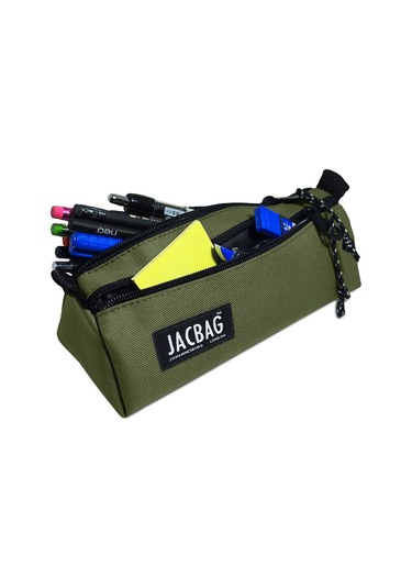 Jacbag Dual Prime İki Bölmeli Üçgen Yeşil Erkek Kalem Çantası Çok Renkli