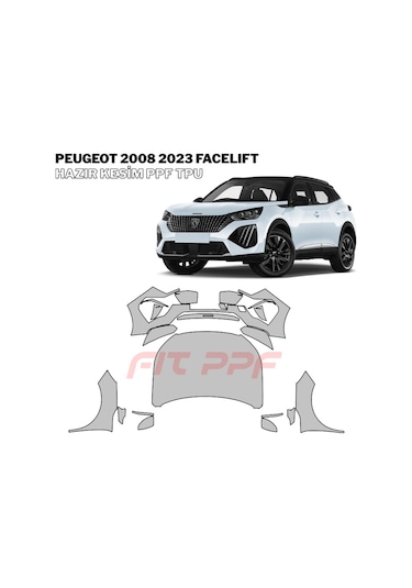 Peugeot 2008 - 2023 Facelıft 210 Mikron Premium Tpu Ppf Kaplama Seti-ön Grup