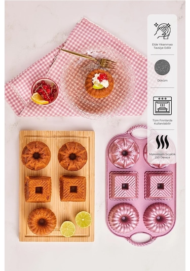 Emsan Griss Six In One 6'lı Döküm Kek Kalıbı Pink