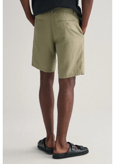 Gant Erkek Relaxed Fit Keten Şort - Yeşil Gri