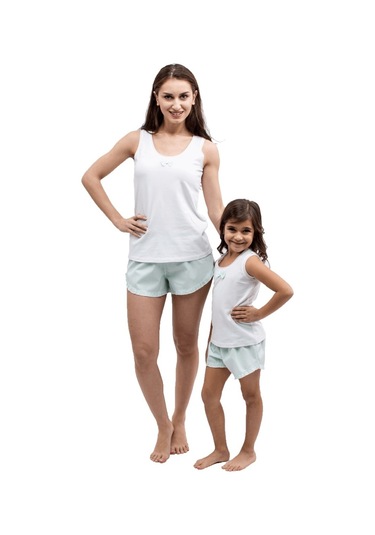 The Don Anne-Kız Beyaz-Mint Kız Çocuk Şort Takımı (9-14 Yaş)
