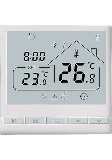 Beyaz 16a Akıllı Sıcaklık Kontrol Cihazı, 5+2 Haftalık Programlama, Led Ekranlı, Elektrikli Isıtma İçin Termostat