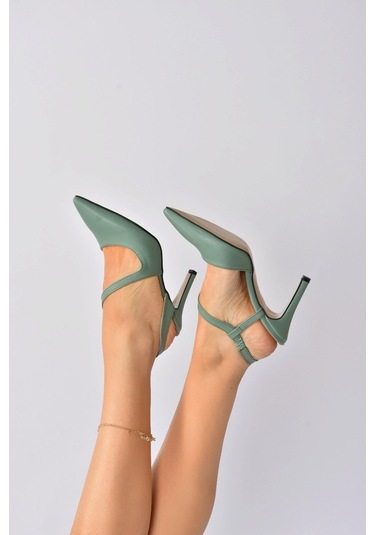 Fox Shoes Yeşil Sivri Burun Kadın Topuklu Ayakkabı K404910809